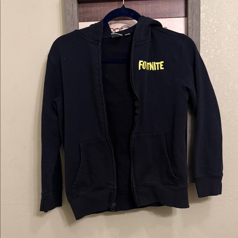 Kids Black Hoodie with Yellow Fortnite Logo